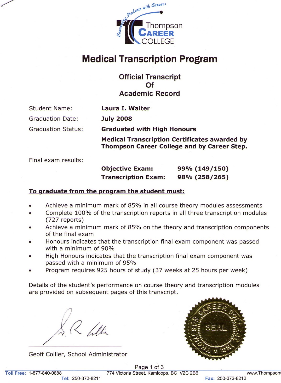 Sample resume for medical transcription